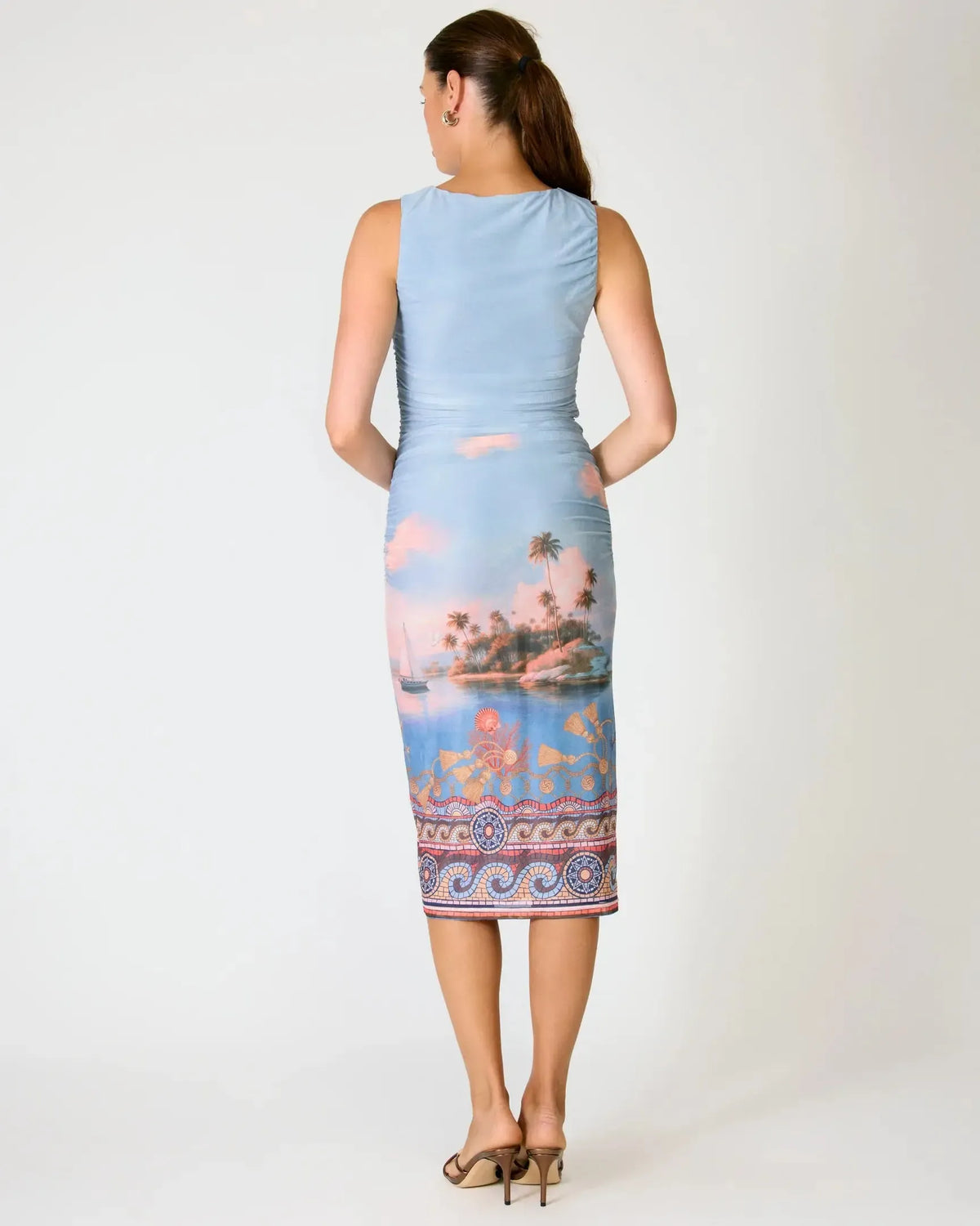 Line + Dot Pernille Mesh Dress - Blue Multi-Hand In Pocket