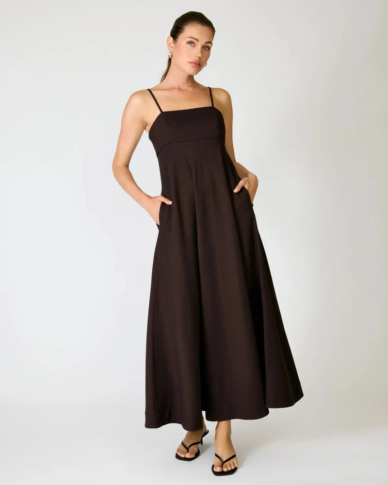 Line + Dot Hansen Dress - Dark Brown-Hand In Pocket