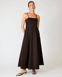 Line + Dot Hansen Dress - Dark Brown-Hand In Pocket