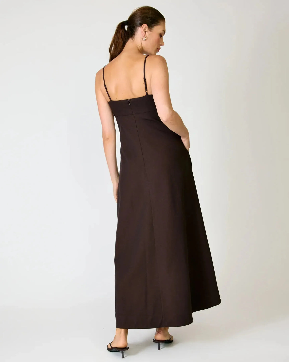 Line + Dot Hansen Dress - Dark Brown-Hand In Pocket