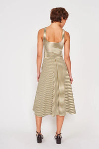 DRA Audrey Dress - Basil Stripe-Hand In Pocket