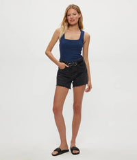 Michael Stars Maribel Square Neck Tank- Nocturnal-Hand In Pocket