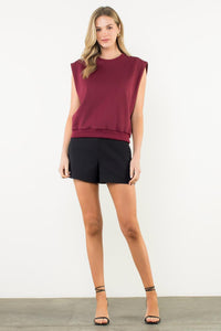 THML Peyton Power Shoulder Tee- BG-Hand In Pocket