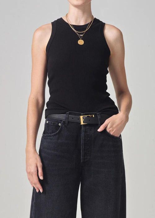 Citizens of Humanity Isabel Rib Tank- Black-Hand In Pocket