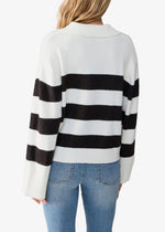 Sanctuary Johnny Collared Sweater - Black/White Stripe-Hand In Pocket