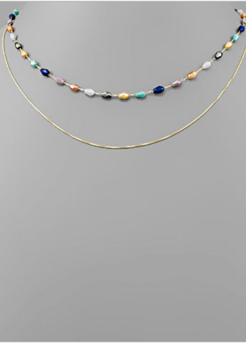 Catira Glass Bead Layered Necklace-Hand In Pocket