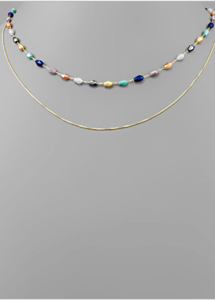 Catira Glass Bead Layered Necklace-Hand In Pocket