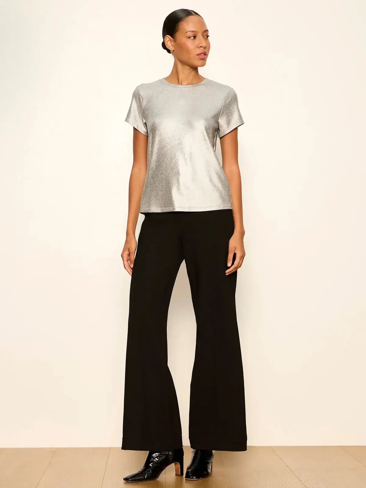 Sanctuary Shine Perfect Tee - Liquid Silver-Hand In Pocket
