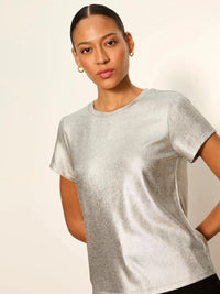 Sanctuary Shine Perfect Tee - Liquid Silver-Hand In Pocket