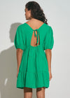 Elan Cali Puff Sleeve Mini Dress - Green Bright-Hand In Pocket
