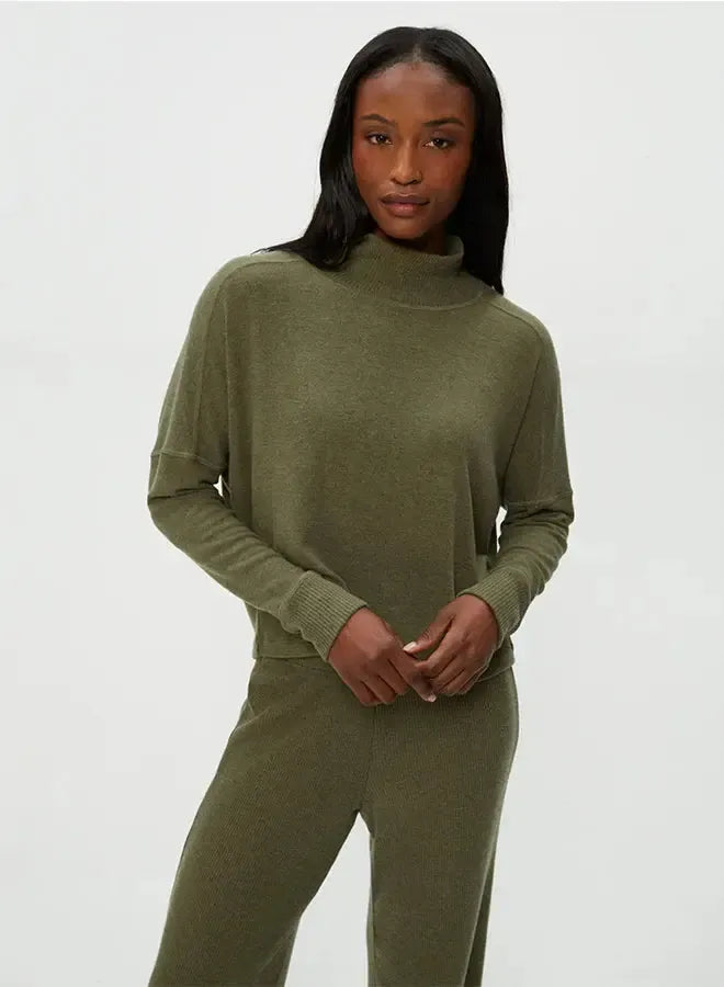 Michael Stars Frida Mock Neck - Topiary-Hand In Pocket