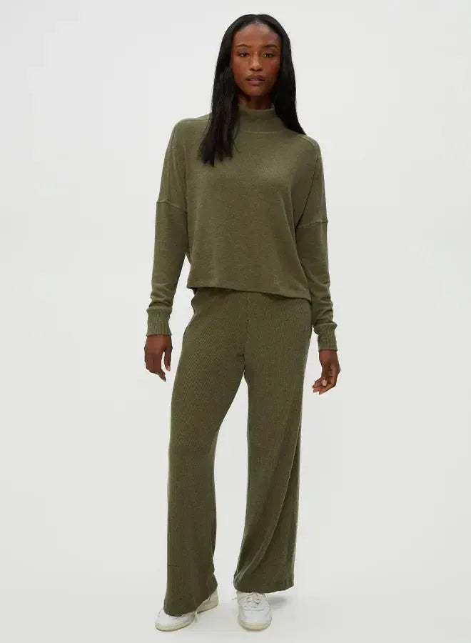Michael Stars Frida Mock Neck - Topiary-Hand In Pocket