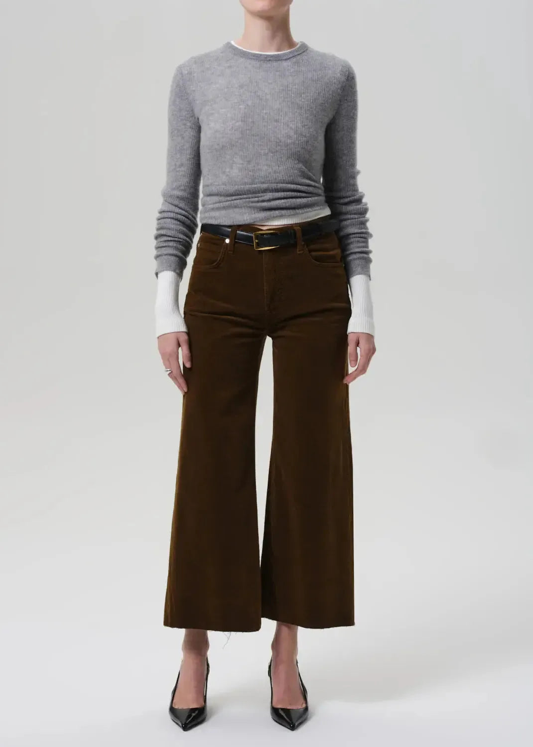 Citizens of Humanity Lyra Wide Leg Crop Pant in Corduroy - Manuka ***FINAL SALE***-Hand In Pocket