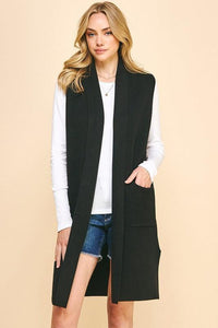 Francesca Sleeveless Vest - Black-Hand In Pocket