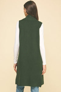 Francesca Sleeveless Vest - Pine Green-Hand In Pocket