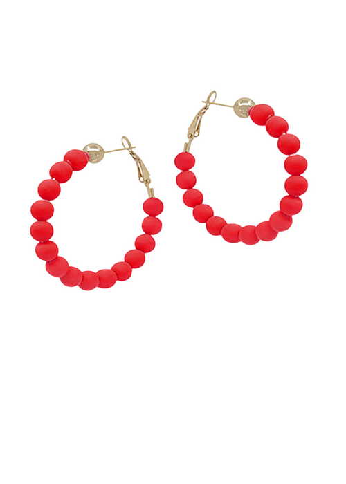 Winnie Clay Ball Hoops-Red-Hand In Pocket