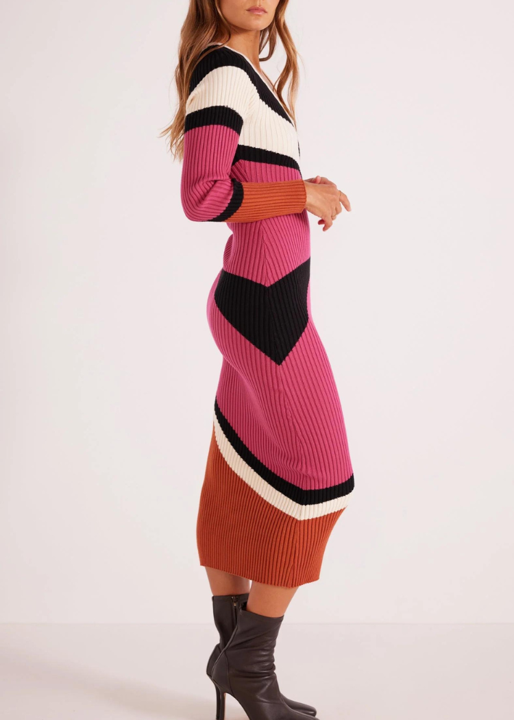 Mink Pink Lorna Knit Midi Dress - Abstract ***FINAL SALE***-Hand In Pocket