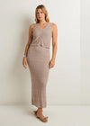 Z Supply Mykonos Midi Skirt- Oatmeal Heather-Hand In Pocket