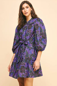 Halsey Tiered Mini Dress - Purple Multi-Hand In Pocket