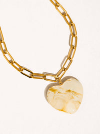 Rouelle 18K Gold Heart Chain Necklace - White-Hand In Pocket