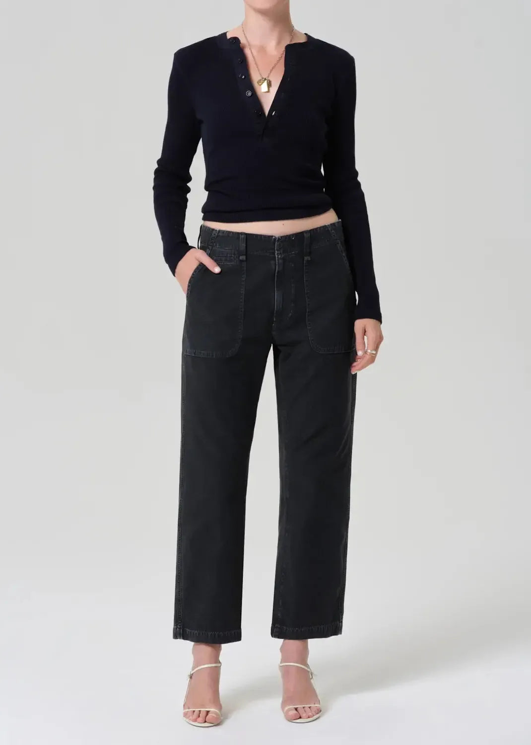 Citizens of Humanity Winslow Utility Pant - Washed Black-Hand In Pocket