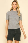Cara Crew Neck Tee - Grey-Hand In Pocket