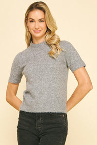 Cara Crew Neck Tee - Grey-Hand In Pocket