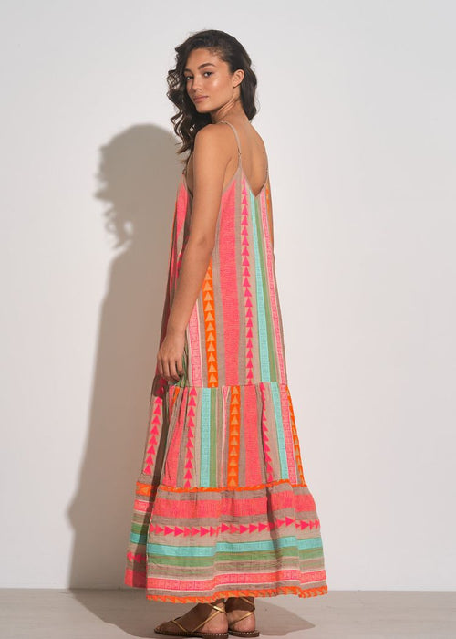 Elan Cumberland Embroidered Maxi - Neon Multi-Hand In Pocket