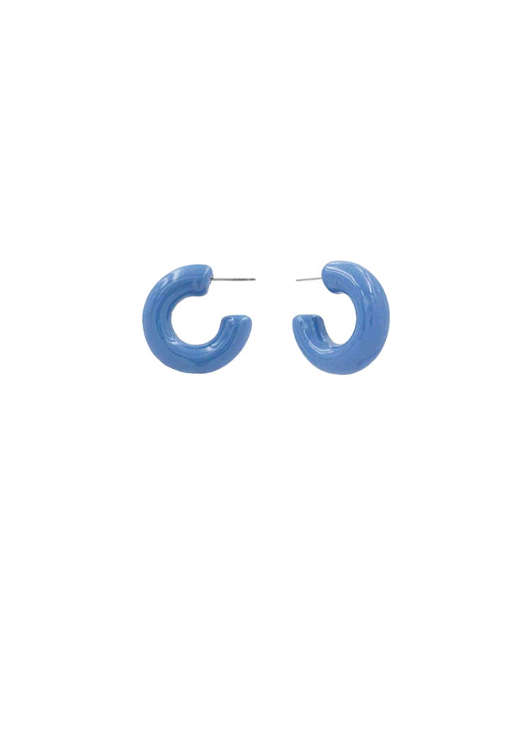 Elisa Color Coated Hoops - Grayish Blue-Hand In Pocket