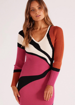 Mink Pink Lorna Knit Midi Dress - Abstract-Hand In Pocket