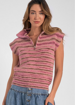 Elan Claire Quarter Zip Sweater Vest - Rose-***FINAL SALE***-Hand In Pocket