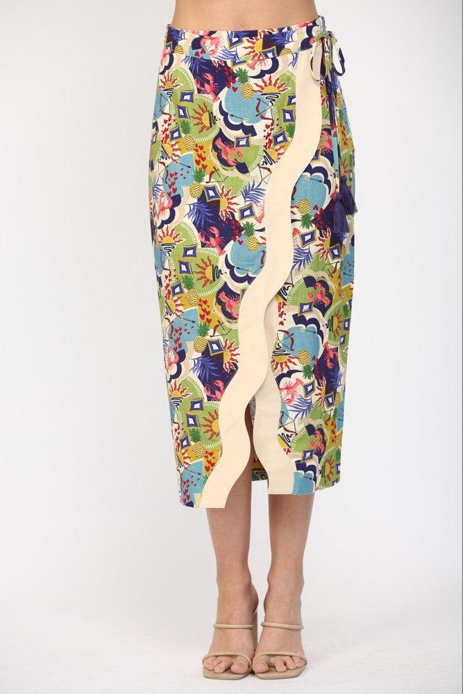Camila Wrap Skirt- Multi-Hand In Pocket