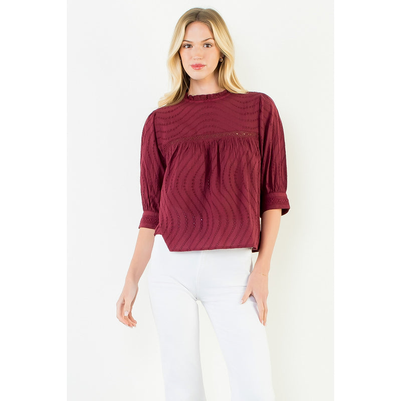 THML Julia Top - Burgundy-Hand In Pocket
