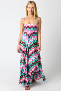 Elina Maxi Dress- Pink/Brown Multi-Hand In Pocket