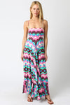 Elina Maxi Dress- Pink/Brown Multi-Hand In Pocket