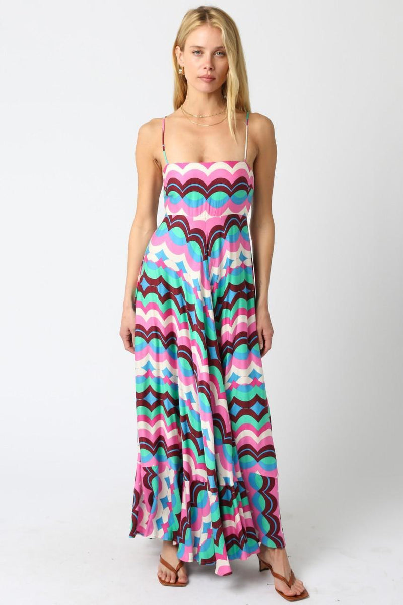 Elina Maxi Dress- Pink/Brown Multi-Hand In Pocket
