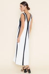Color Block Maxi Dress- White/ Black-Hand In Pocket
