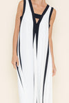 Color Block Maxi Dress- White/ Black-Hand In Pocket