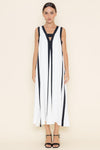 Color Block Maxi Dress- White/ Black-Hand In Pocket