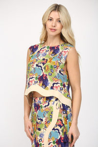 Sofia Printed Crop Top- Multi-Hand In Pocket