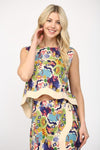 Sofia Printed Crop Top- Multi-Hand In Pocket