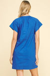 Saydee V Neck Mini Dress- Royal Blue-Hand In Pocket