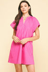 Saydee V Neck Mini Dress- Indian Pink-Hand In Pocket