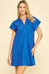 Saydee V Neck Mini Dress- Royal Blue-Hand In Pocket
