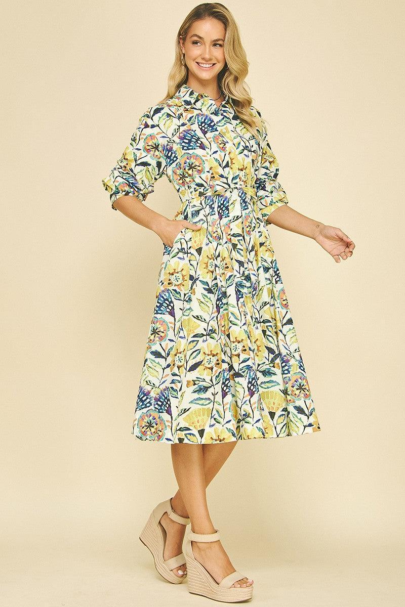 Ruby Midi Dress- Cream-Hand In Pocket