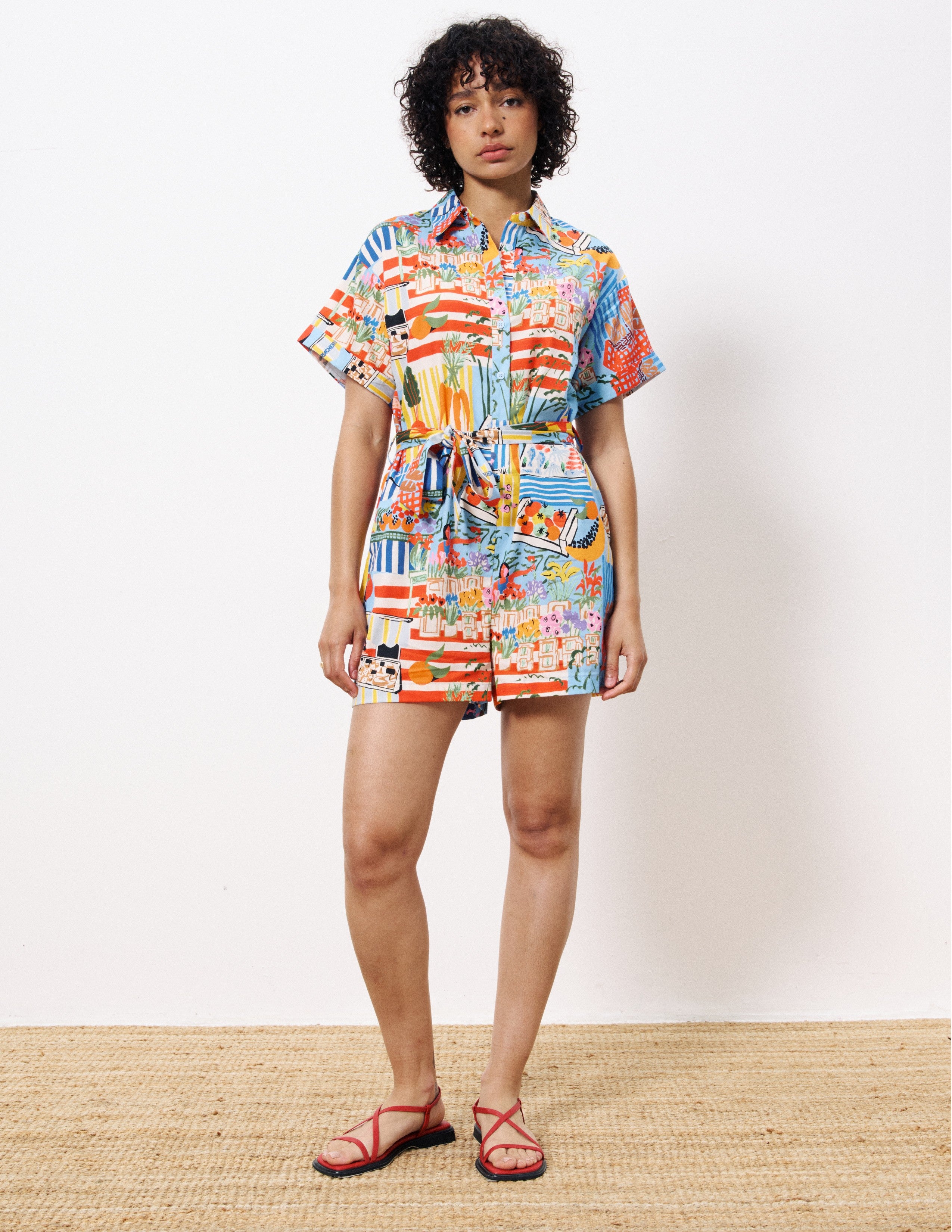 FRNCH Clemire Woven Romper- Marche Blue ***FINAL SALE*** – Hand In