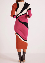 Mink Pink Lorna Knit Midi Dress - Abstract ***FINAL SALE***-Hand In Pocket