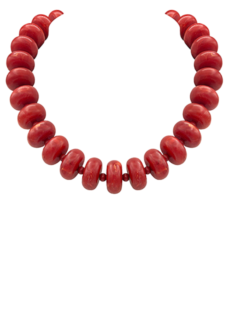 Luna Beaded Necklace - Red-Hand In Pocket