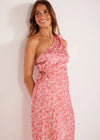 MINKPINK Alina One Shoulder Midi Dress - Pink Floral-Hand In Pocket