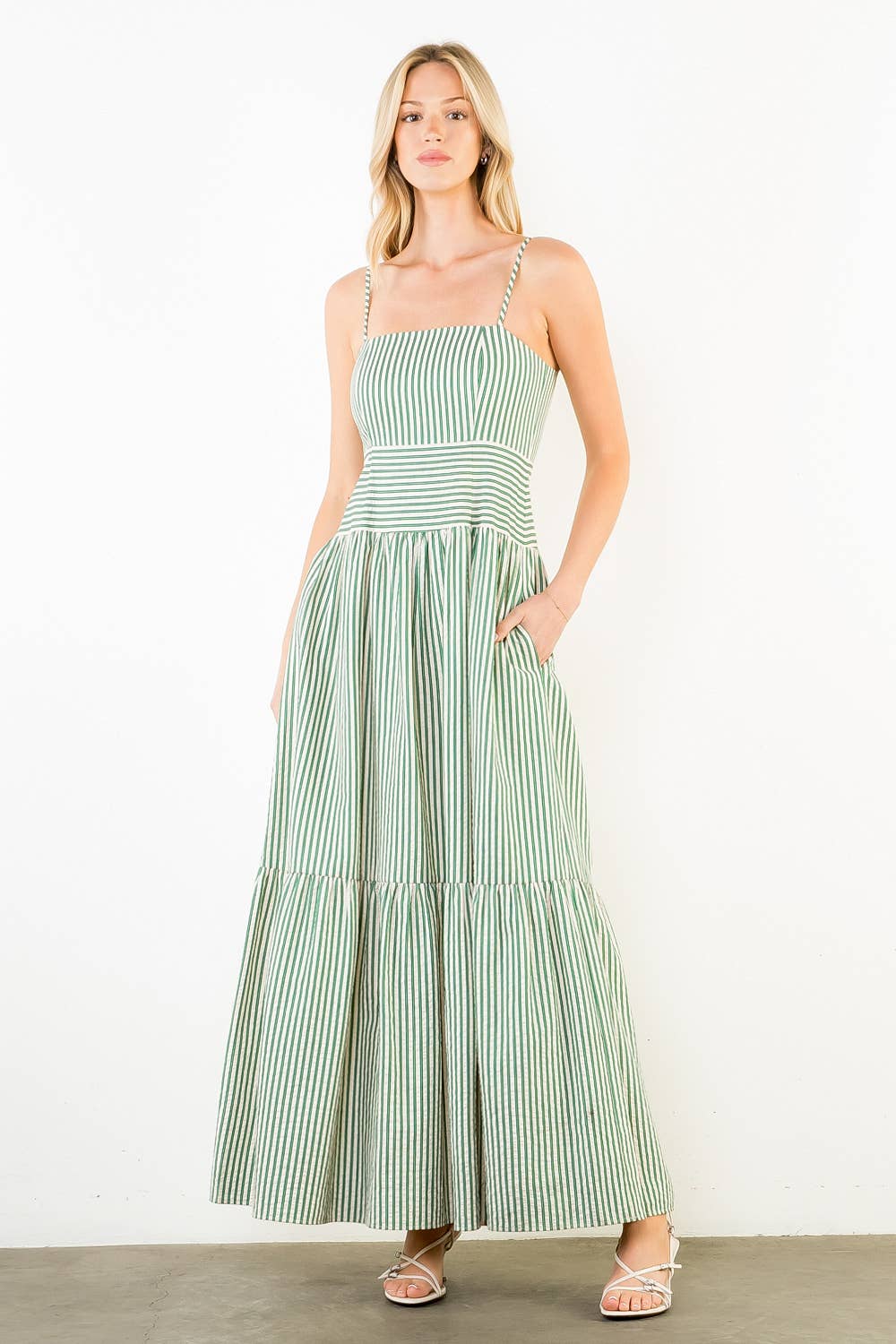 THML Maisie Dress - Green-Hand In Pocket